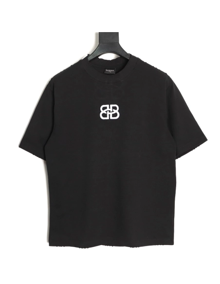 Balenciaga Heavy-Embroidered, Distressed Crewneck T-Shirt TSK1,Balenciaga