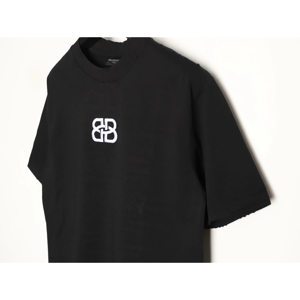 Balenciaga Heavy-Embroidered, Distressed Crewneck T-Shirt TSK1,Balenciaga