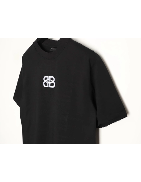 Balenciaga Heavy-Embroidered, Distressed Crewneck T-Shirt TSK1,Balenciaga