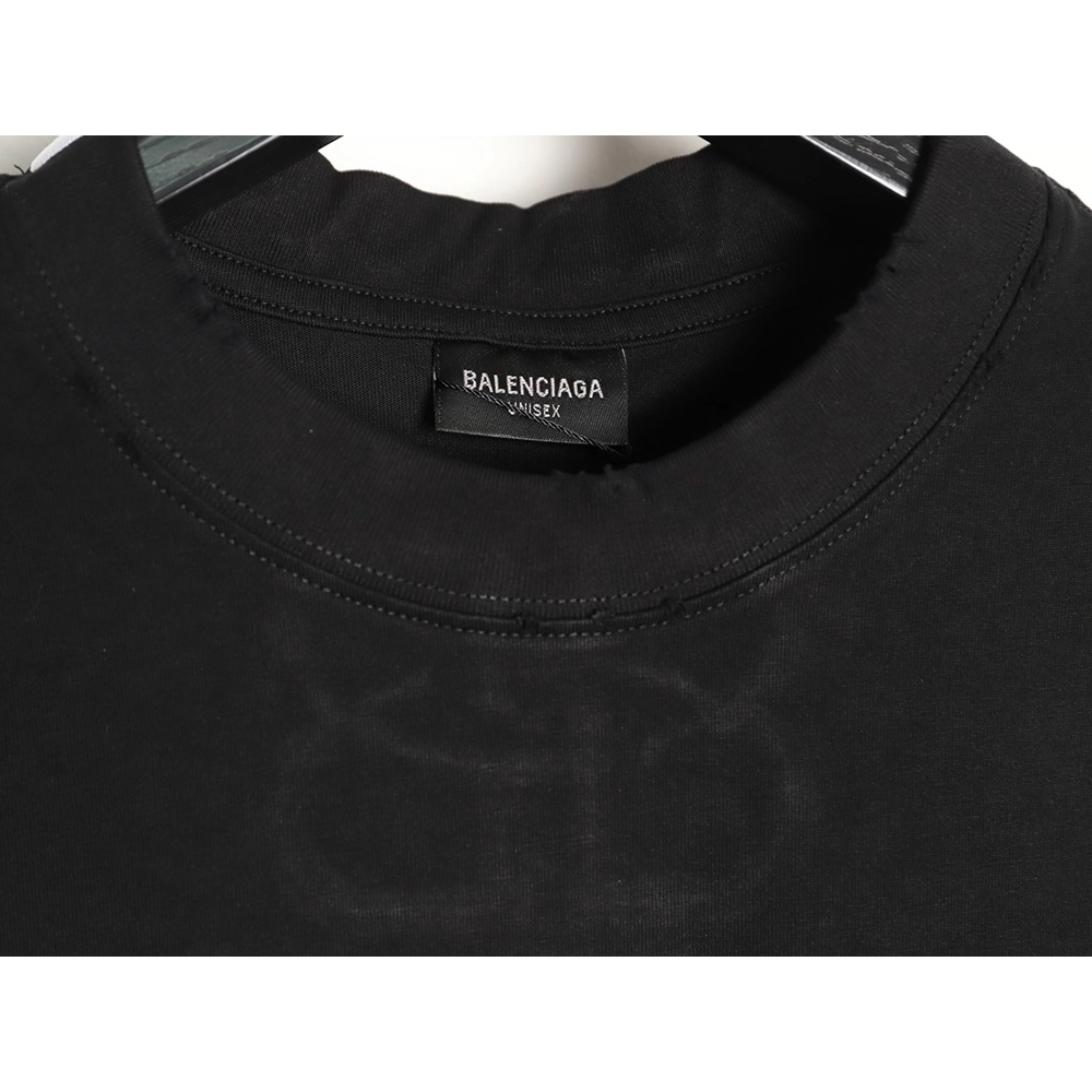 Balenciaga Heavy-Embroidered, Distressed Crewneck T-Shirt TSK1,Balenciaga