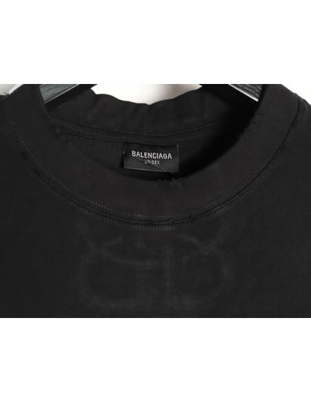 Balenciaga Heavy-Embroidered, Distressed Crewneck T-Shirt TSK1,Balenciaga