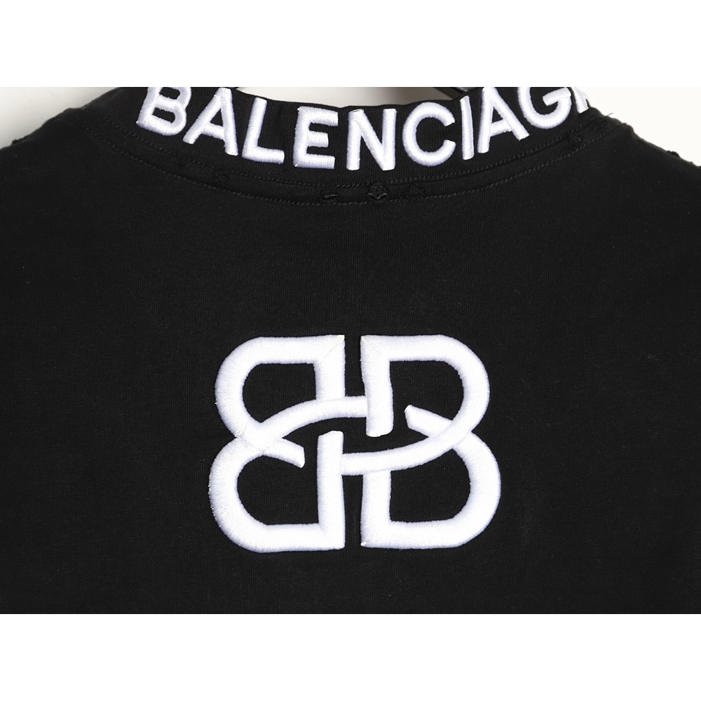 Balenciaga Heavy-Embroidered, Distressed Crewneck T-Shirt TSK1,Balenciaga
