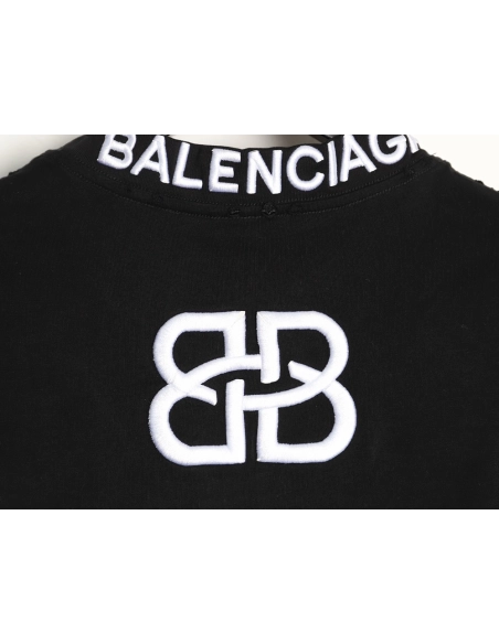 Balenciaga Heavy-Embroidered, Distressed Crewneck T-Shirt TSK1,Balenciaga