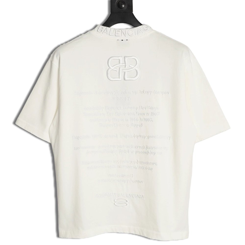 Balenciaga Heavy-Embroidered, Distressed Crewneck T-Shirt,Balenciaga