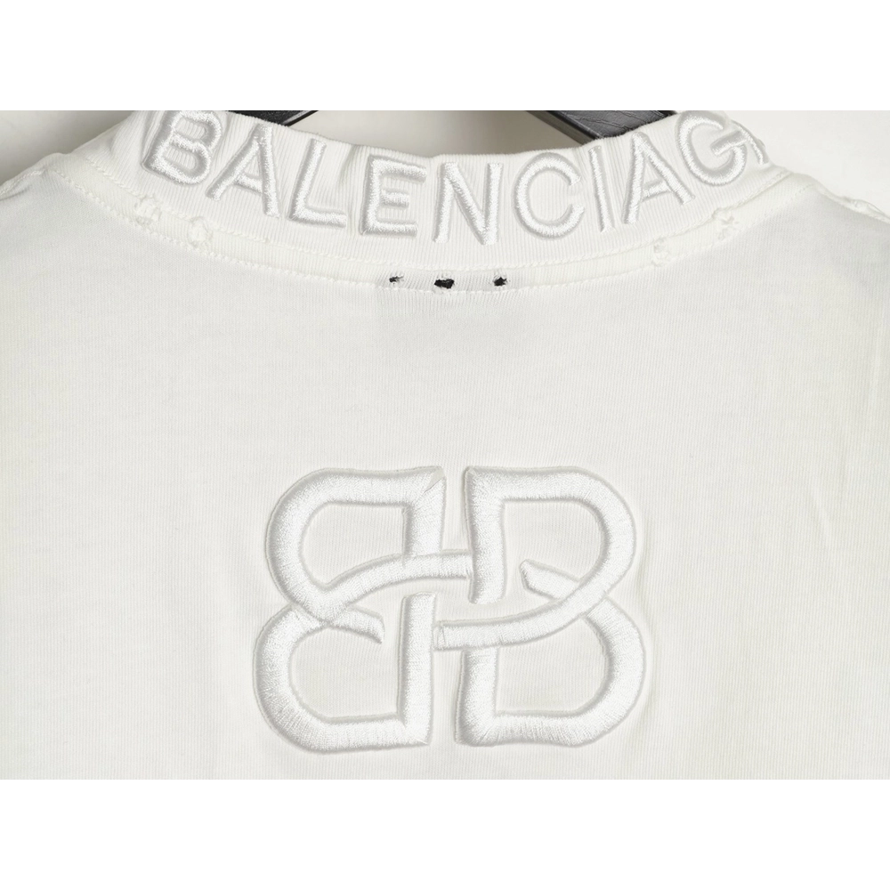 Balenciaga Heavy-Embroidered, Distressed Crewneck T-Shirt,Balenciaga