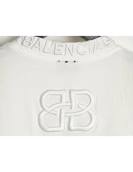 Balenciaga Heavy-Embroidered, Distressed Crewneck T-Shirt,Balenciaga