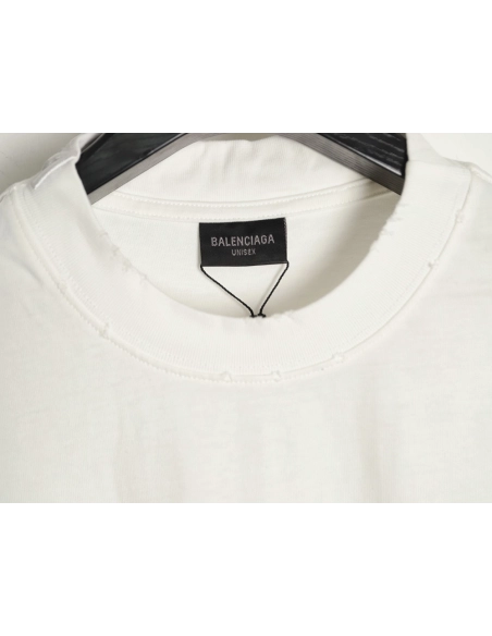 Balenciaga Heavy-Embroidered, Distressed Crewneck T-Shirt,Balenciaga