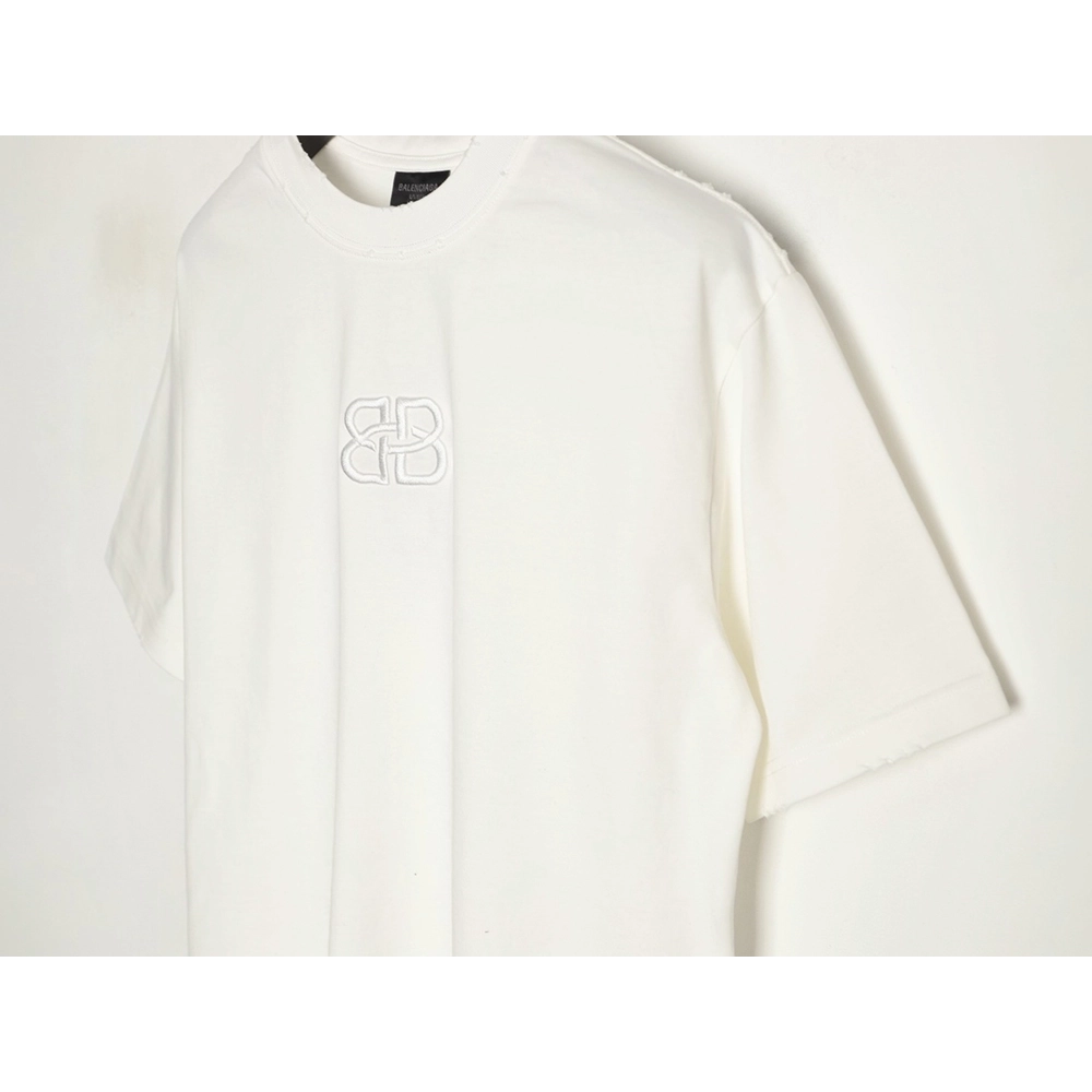 Balenciaga Heavy-Embroidered, Distressed Crewneck T-Shirt,Balenciaga