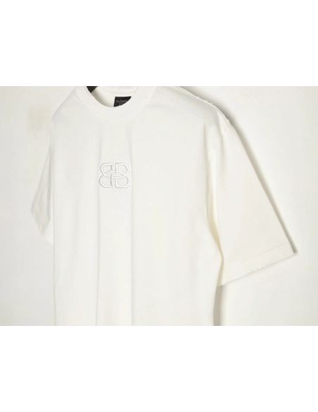 Balenciaga Heavy-Embroidered, Distressed Crewneck T-Shirt,Balenciaga