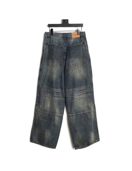Balenciaga Distressed Denim Trousers with Leg Logo,Balenciaga