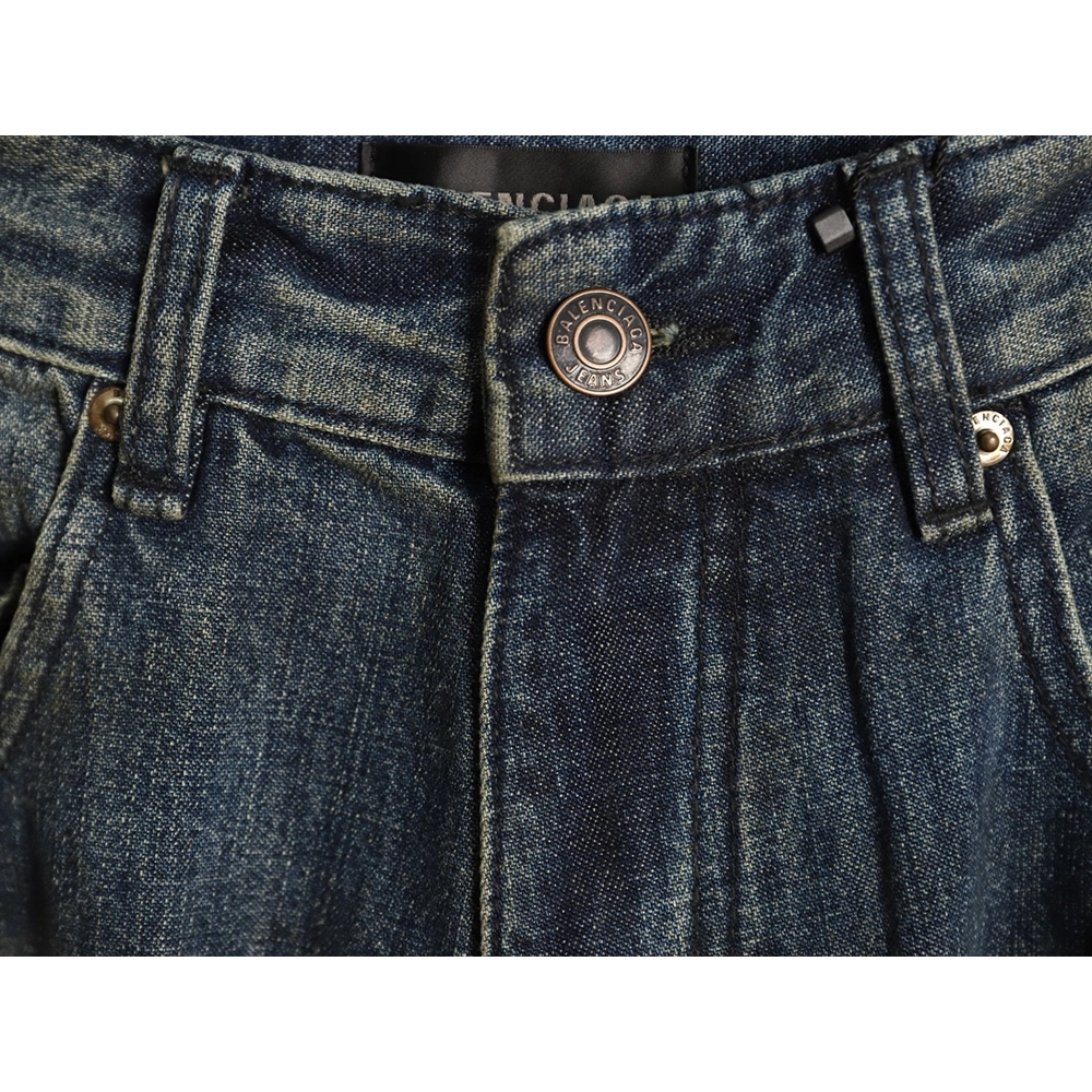 Balenciaga Distressed Denim Trousers with Leg Logo,Balenciaga