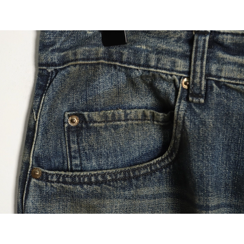 Balenciaga Distressed Denim Trousers with Leg Logo,Balenciaga
