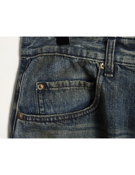 Balenciaga Distressed Denim Trousers with Leg Logo,Balenciaga