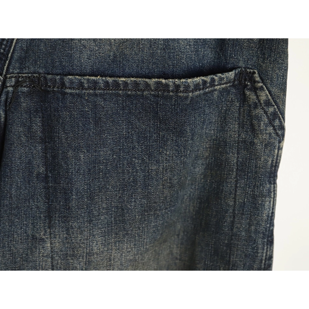 Balenciaga Distressed Denim Trousers with Leg Logo,Balenciaga