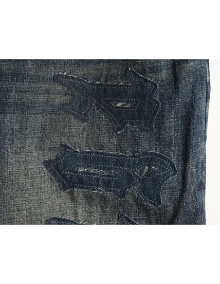 Balenciaga Distressed Denim Trousers with Leg Logo,Balenciaga