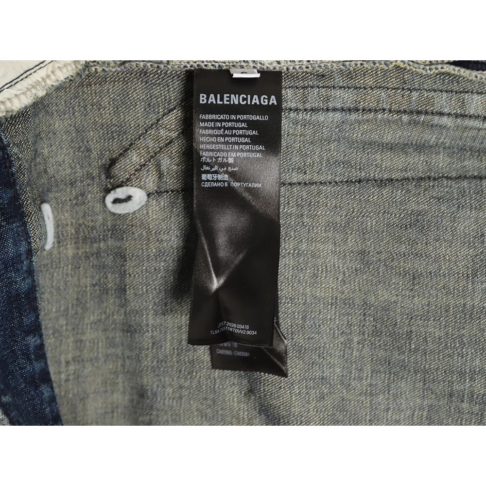 Balenciaga Distressed Denim Trousers with Leg Logo,Balenciaga
