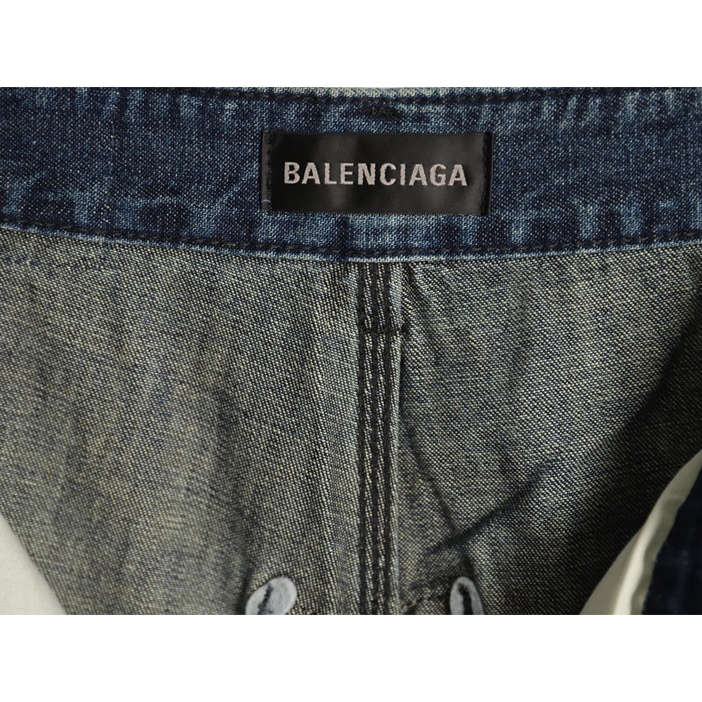 Balenciaga Distressed Denim Trousers with Leg Logo,Balenciaga