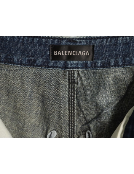 Balenciaga Distressed Denim Trousers with Leg Logo,Balenciaga