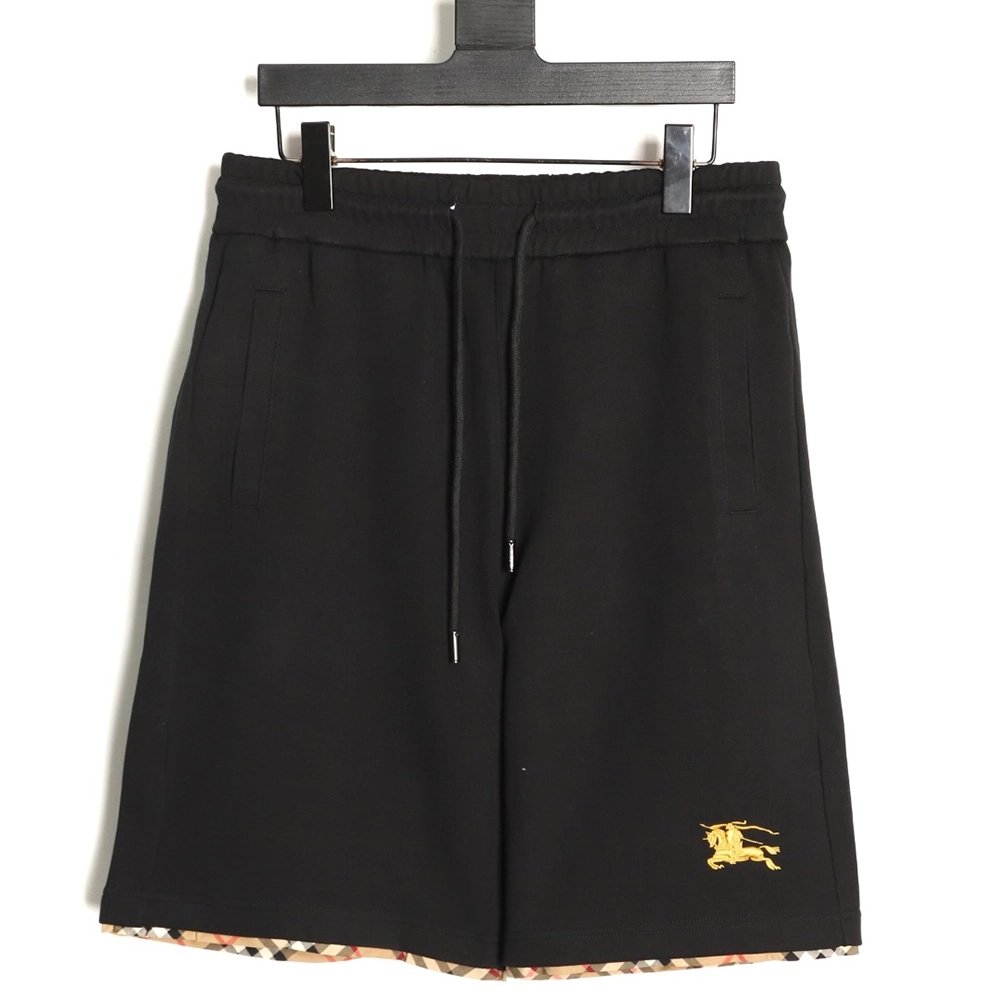 Burberry check-trimmed equestrian embroidered shorts TSK1,Burberry