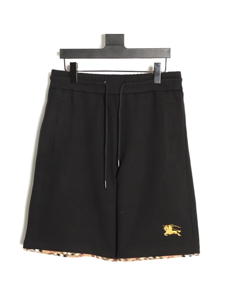 Burberry check-trimmed equestrian embroidered shorts TSK1,Burberry