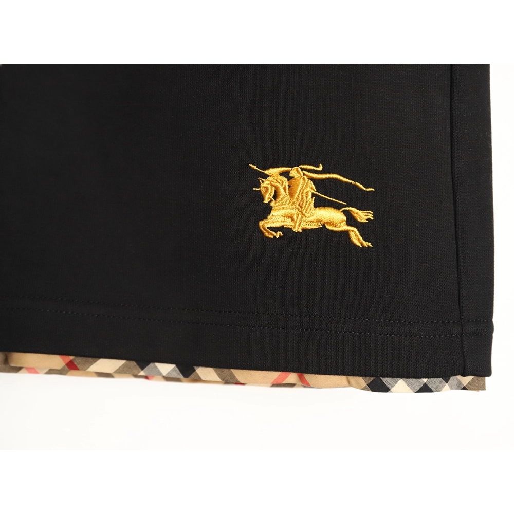 Burberry check-trimmed equestrian embroidered shorts TSK1,Burberry