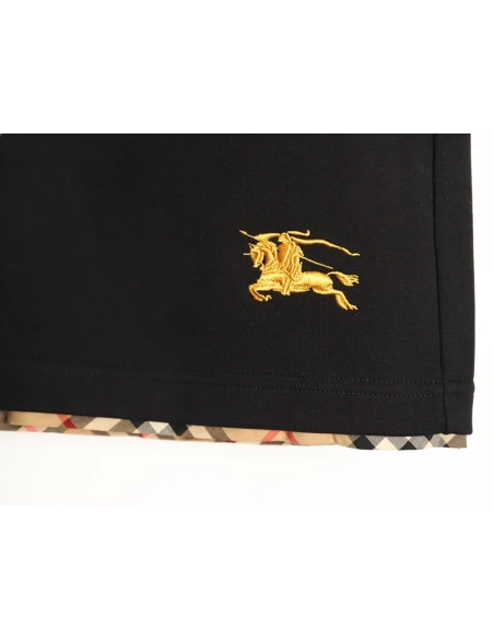 Burberry check-trimmed equestrian embroidered shorts TSK1,Burberry