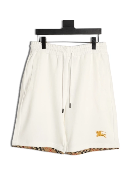 Burberry check-trimmed equestrian embroidered shorts,Burberry