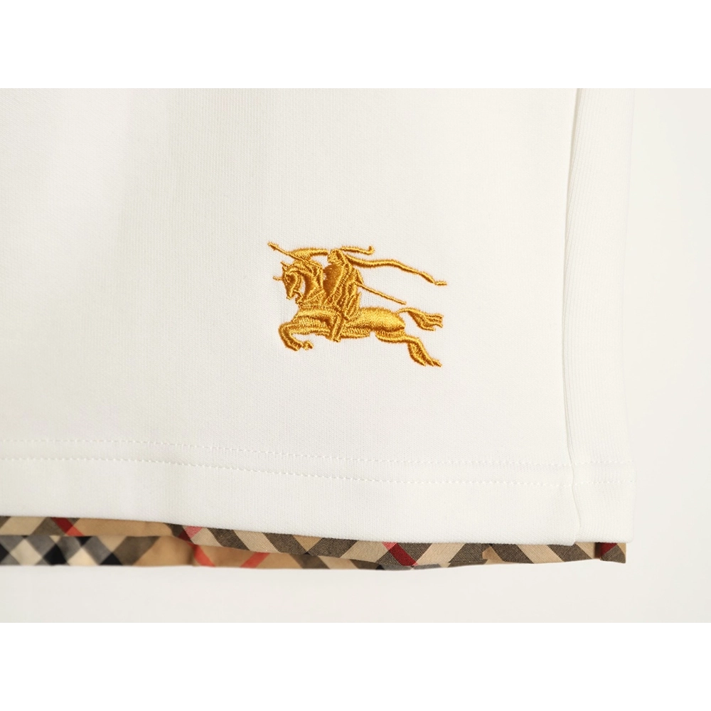 Burberry check-trimmed equestrian embroidered shorts,Burberry