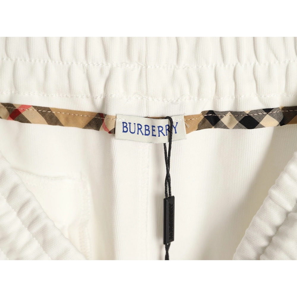 Burberry check-trimmed equestrian embroidered shorts,Burberry