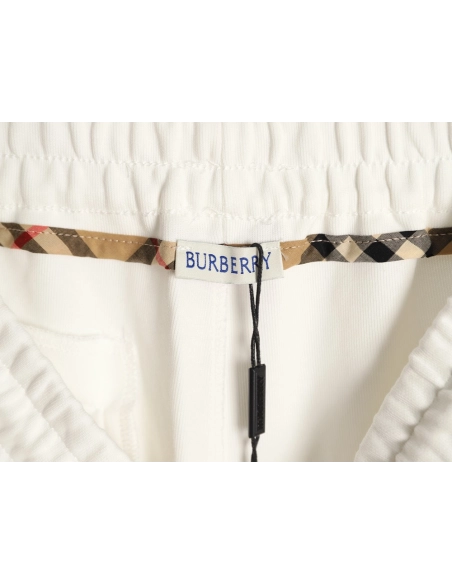 Burberry check-trimmed equestrian embroidered shorts,Burberry