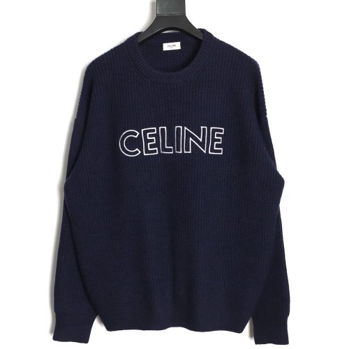 Celine Embroidered Letter Crew Neck Sweater,Celine