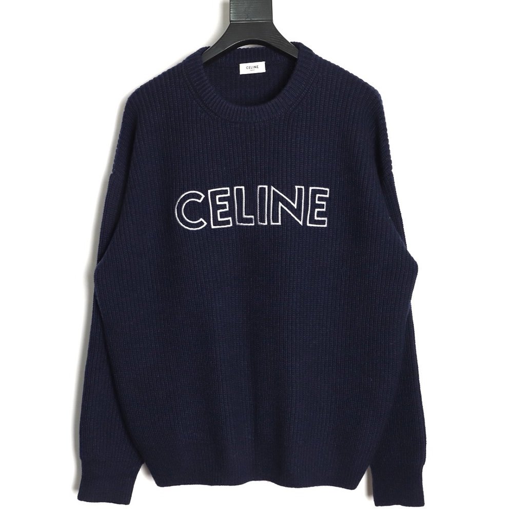 Celine Embroidered Letter Crew Neck Sweater,Celine
