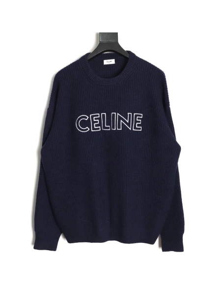 Celine Embroidered Letter Crew Neck Sweater,Celine
