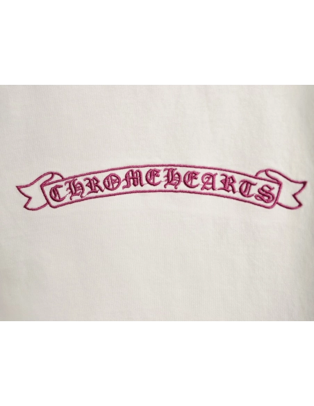 Chrome Hearts Horseshoe Cross Burnout Appliqu¨¦ Embroidered Ripped Short-Sleeve T-Shirt TSK1,Chrome Hearts