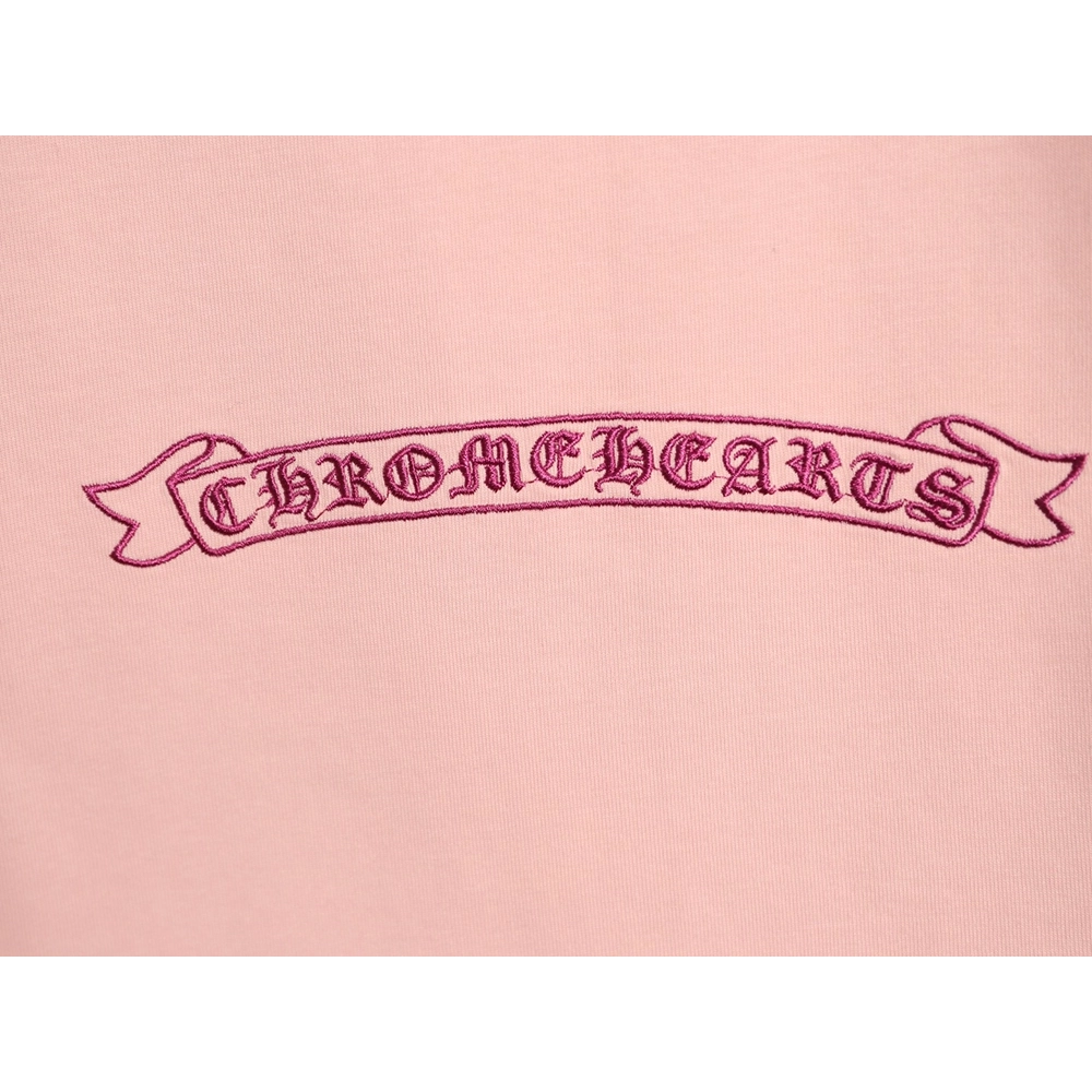 Chrome Hearts Horseshoe Cross Burnout Appliqu¨¦ Embroidered Ripped Short-Sleeve T-Shirt,Chrome Hearts