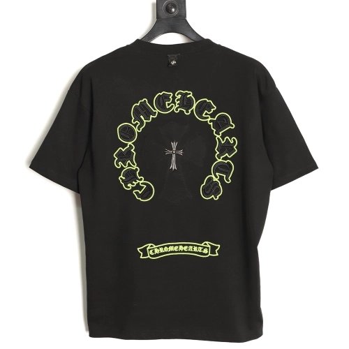 Chrome Hearts Appliqu¨¦ Embroidered Letter Hardware Cross Short-Sleeve T-Shirt TSK1,Chrome Hearts