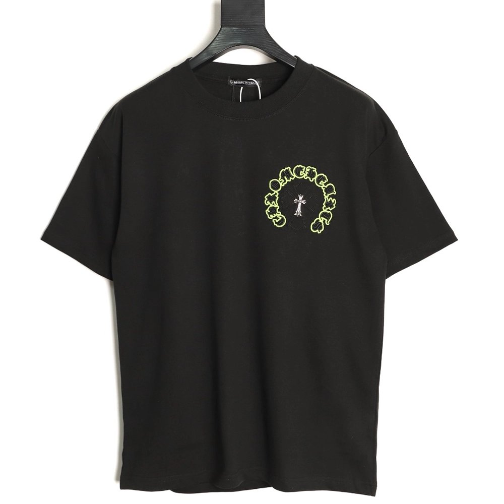 Chrome Hearts Appliqu¨¦ Embroidered Letter Hardware Cross Short-Sleeve T-Shirt TSK1,Chrome Hearts