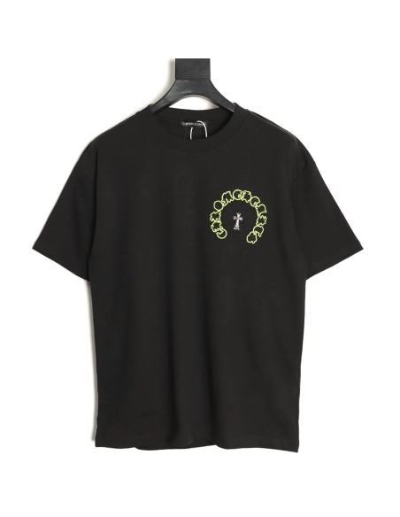 Chrome Hearts Appliqu¨¦ Embroidered Letter Hardware Cross Short-Sleeve T-Shirt TSK1,Chrome Hearts