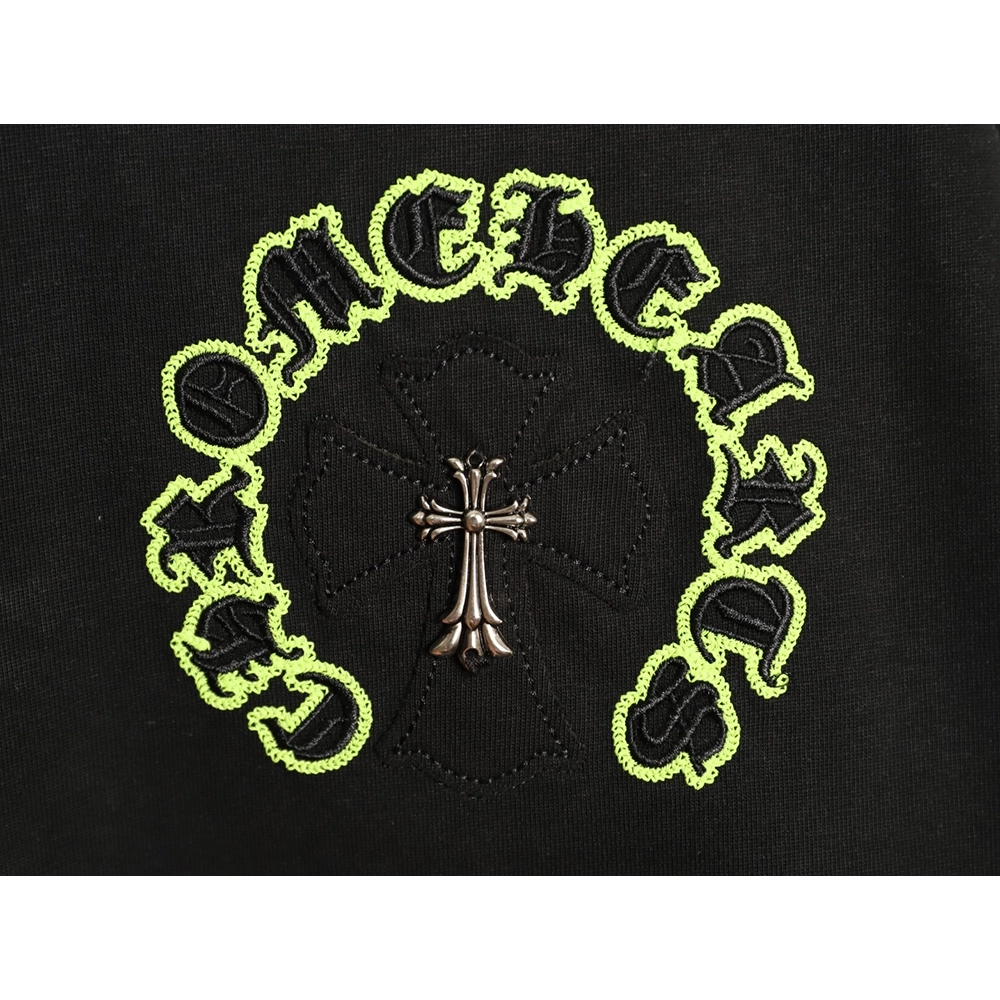 Chrome Hearts Appliqu¨¦ Embroidered Letter Hardware Cross Short-Sleeve T-Shirt TSK1,Chrome Hearts