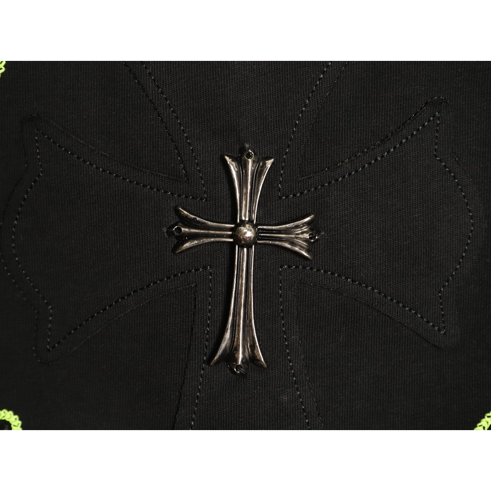 Chrome Hearts Appliqu¨¦ Embroidered Letter Hardware Cross Short-Sleeve T-Shirt TSK1,Chrome Hearts