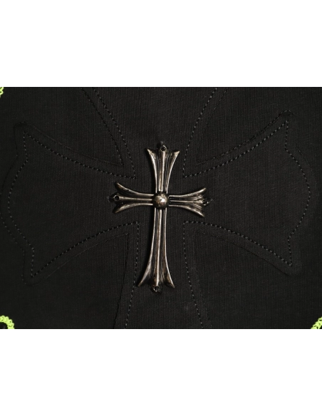 Chrome Hearts Appliqu¨¦ Embroidered Letter Hardware Cross Short-Sleeve T-Shirt TSK1,Chrome Hearts