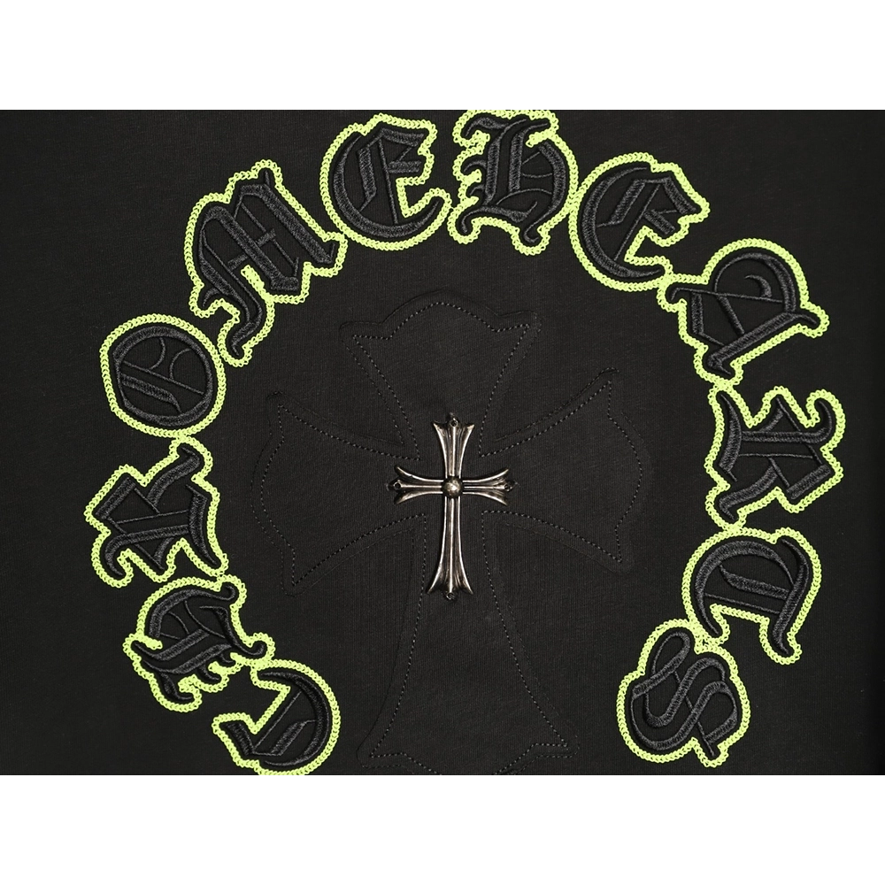 Chrome Hearts Appliqu¨¦ Embroidered Letter Hardware Cross Short-Sleeve T-Shirt TSK1,Chrome Hearts