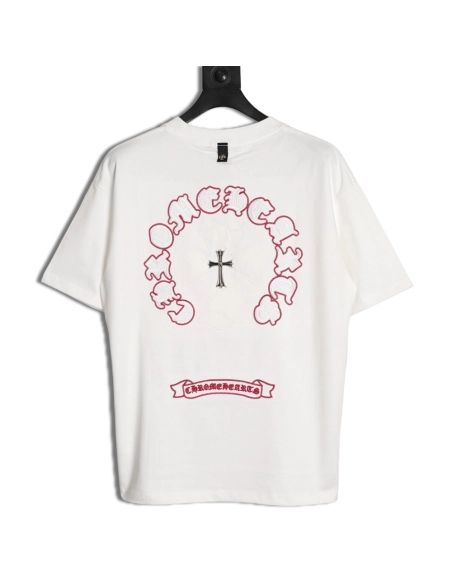 Chrome Hearts Appliqu¨¦ Embroidered Letter Hardware Cross Short-Sleeve T-Shirt,Chrome Hearts