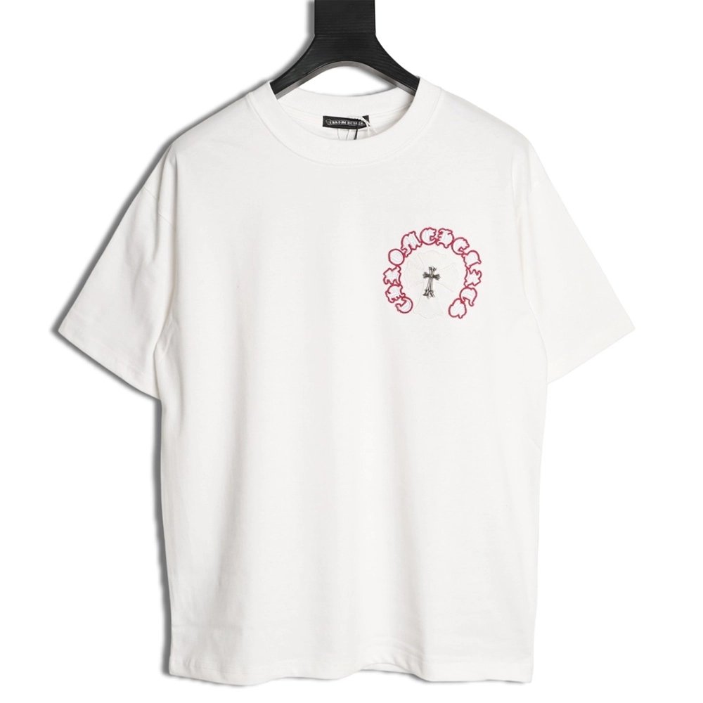 Chrome Hearts Appliqu¨¦ Embroidered Letter Hardware Cross Short-Sleeve T-Shirt,Chrome Hearts
