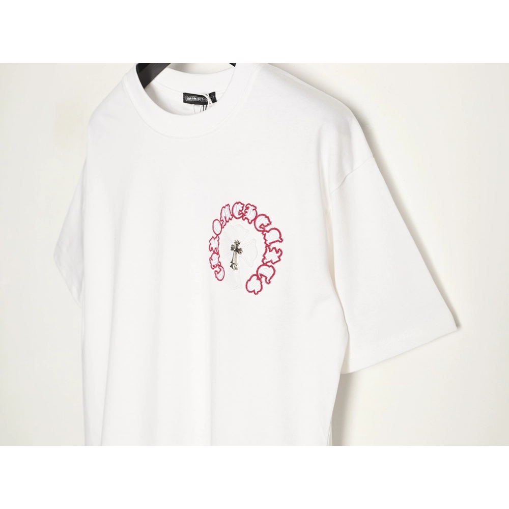 Chrome Hearts Appliqu¨¦ Embroidered Letter Hardware Cross Short-Sleeve T-Shirt,Chrome Hearts