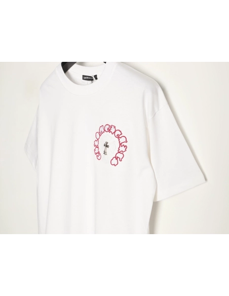 Chrome Hearts Appliqu¨¦ Embroidered Letter Hardware Cross Short-Sleeve T-Shirt,Chrome Hearts