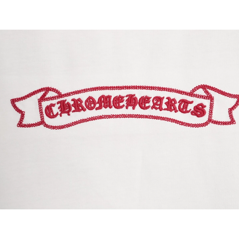 Chrome Hearts Appliqu¨¦ Embroidered Letter Hardware Cross Short-Sleeve T-Shirt,Chrome Hearts