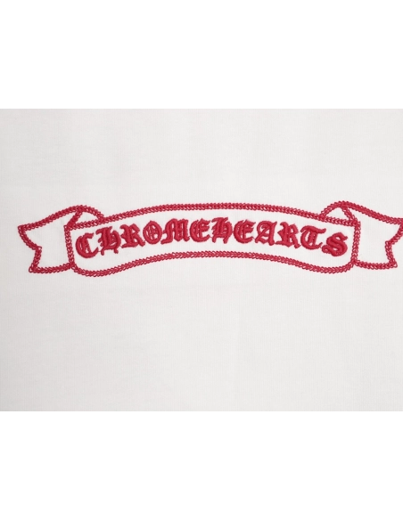 Chrome Hearts Appliqu¨¦ Embroidered Letter Hardware Cross Short-Sleeve T-Shirt,Chrome Hearts