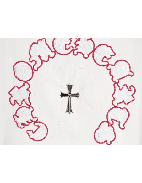 Chrome Hearts Appliqu¨¦ Embroidered Letter Hardware Cross Short-Sleeve T-Shirt,Chrome Hearts