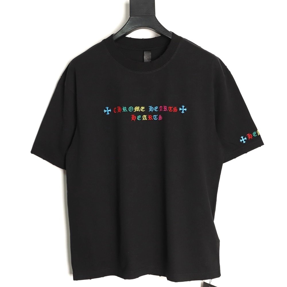Chrome Hearts Colorful Logo Print Short-Sleeve T-Shirt TSK1,Chrome Hearts